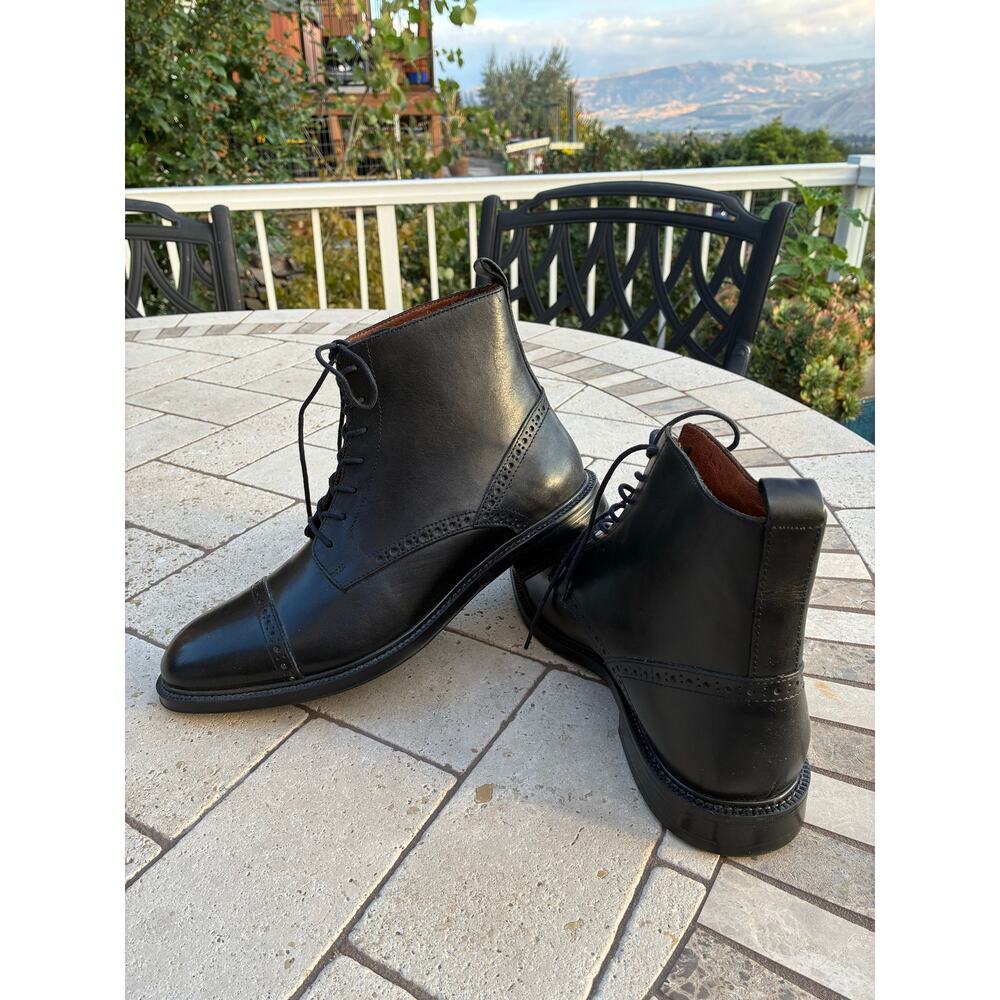 Stafford Boots Leather Black Lace up Cap Toe Gunner Unisex Men’s 8 - Picture 3 of 8
